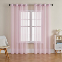 Cortinas translúcidas de cor sólida, com filtragem de luz, 2 painéis, para quarto e sala de estar, 137 cm x 366 cm.