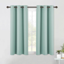 Cortinas curtas blackout azul-água para cozinha e quarto, 2 painéis, 107 x 114 cm, cortinas blackout com ilhós e isolamento térmico.