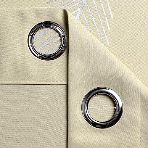 Blackout Curtains Silver Palm Design Beige 52x96 in 2 Pack 2