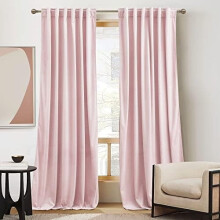 Cortinas Blackout de Veludo Rosa 84" - Térmicas, com Redução de Ruído, Painéis Macios e Luxuosos, Rosa Blush, 2 Painéis (L52xA90)