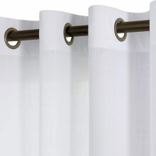 Cortinas de linho branco, 52x108 polegadas (132x274 cm), 2 painéis, ilhós de cobre antigo, semitransparentes, compatíveis com varões padrão.