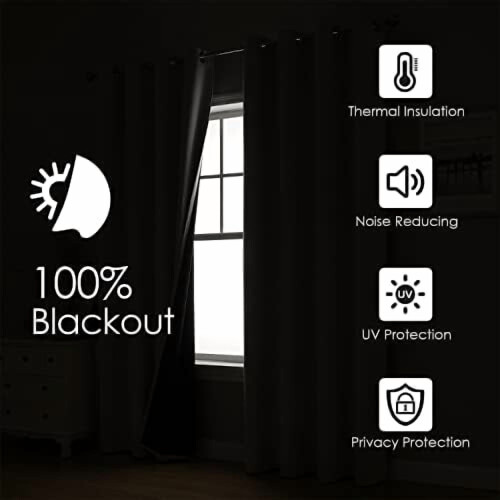 Light Grey Blackout Curtains 2-Pack, 42x63 in, Grommet 2