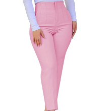 Dress Pants for Women, High Waisted Taper Womens Plus Size Stretch Work Casual Pants Business Straight Trouser With Pocket Pink