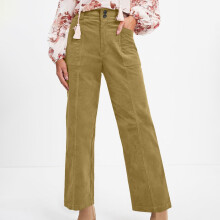 Pantaloni de damă lulshou, pantaloni de catifea reiată, casual, de iarnă, cu picior drept, talie elastică, cu buzunare, pantaloni de lucru