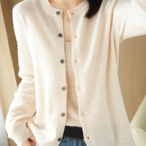 Dam Grovstickad Kofta Beige 2XL 2