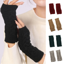 1 Pair Arm Warmers for Men, Cable Thick Knit Warm Winter Sleeve Fingerless Gloves, Winter Knitted Mittens for Outdoor