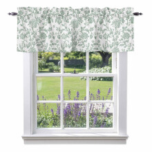 Cortina de varão floral verde estilo fazenda vintage, 137 x 46 cm, com bolso para varão, compatível com varões padrão.