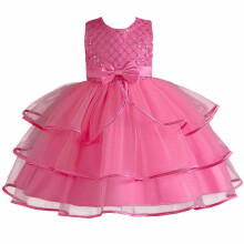 Abito per bambine, abito da principessa per bambine, abito in tulle, abito senza maniche in rete ricamata per ragazze di mezza età, rosa acceso