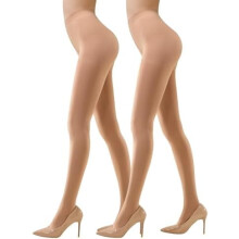 Meia-calça feminina opaca com controle na cintura, confortável e elástica, 70 denier, pacote com 2 a 6 pares.