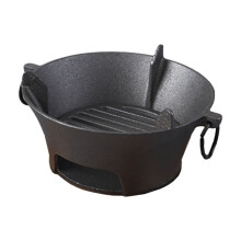 Barbecue à charbon de bois Gallickan en fonte, rond et portable de 45 cm (18 pouces), avec couvercle, idéal pour le camping, les pique-niques, le