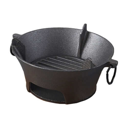 Cast Iron Round Charcoal Grill, 23 cm, Black