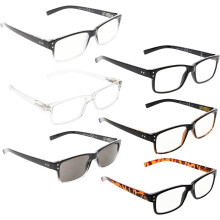 LESEBRILLE 6-pakning med fjærhengslede, komfortable plastlesere (klare)