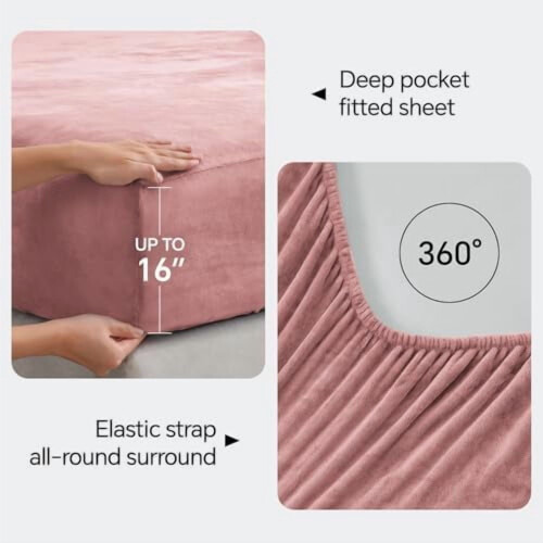 Σεντόνια Flannel Full Size Dusty Pink - Σετ σεντονιών από εξαιρετικά μαλακό φλις Fluffy Extra Plush, 4 2