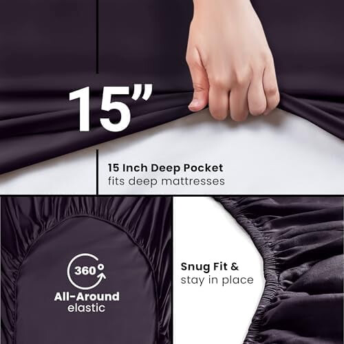 Σεντόνια King Size με 2 θήκες, 78x80 ίντσες, 15 ίντσες, με βαθιά τσέπη 2