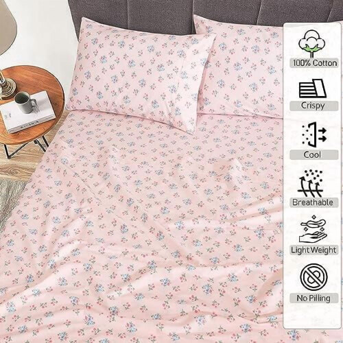 100% bomuld queen size sengetøjssæt, 4 dele percale 1