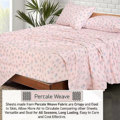 100% Cotton Percale King Sheet Set 4 pcs 2