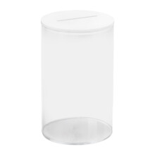 Acryl spaarpot, transparante spaarpot, te openen, houder voor woonaccessoires, witte deksel.