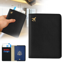 Puzdro na pas AirTag, peňaženka z PU kože AirTag s RFID blokovaním, kryt na pas, cestovné nevyhnutnosti pre ženy a mužov, čierne