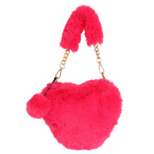 1 borsa a forma di cuore in peluche, graziosa borsetta da donna, borsa pelosa per l'inverno e l'autunno.