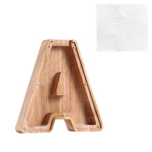 Houten alfabet spaarpot, spaarpot met 26 Engelse letters, gepersonaliseerde transparante spaarpot, creatief doe-het-zelf cadeau voor kinderen