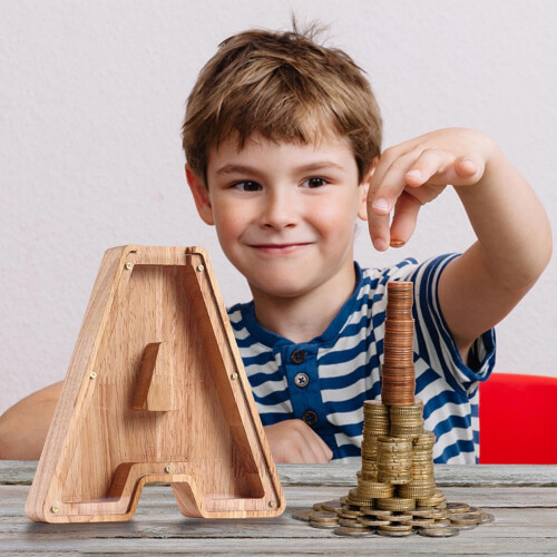 Ξύλινος κουμπαράς αλφαβήτου, κουμπαράς Custom26English Letters, εξατομικευμένο διαφανές 2