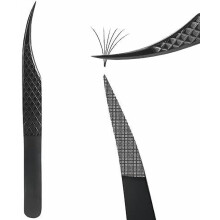 Isolatiepincet voor wimperextensions, vezelgrip dolfijnvormig wimperpincet voor klassieke en individuele wimperextensions, zwart