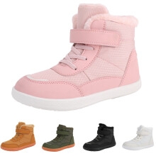 Kids Winter Boots for Girls – High Top, Wide Toe Box, Thick Fleece Lining, Insulated & Warm – Pink, Size 12
