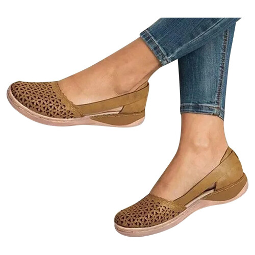 Γυναικεία καλοκαιρινά μοντέρνα casual σανδάλια casual flat μονόχρωμα παπούτσια με τρύπα 2