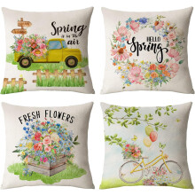 Housses de coussin printanières 40 x 40 cm, lot de 4, à motifs floraux, pour canapé, fauteuil et extérieur – Compatibles avec des coussins de
