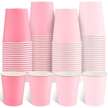 Vasos de papel rosa degradado de 9 oz (100 unidades)