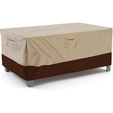 Housse de table de patio rectangulaire/ovale, résistante et imperméable, pour mobilier de jardin, grand format beige et marron