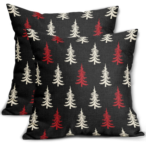 Fodere per cuscini con albero di Natale, 45x45 cm, set da 2