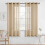 Beige Sheer Linen-Look Grommet Curtains 2-Pack 1