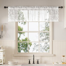 Rideaux cantonnières en dentelle florale blanche, lot de 2, 132 x 46 cm