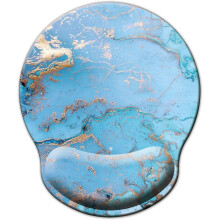 (Blue) Blue Marble Ergonomic Mouse Pad with Memory Foam Wrist Rest, Non-Slip Rubber Base, for Home Office & Gaming