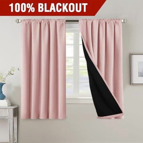 Cortinas opacas térmicas para dormitorio (2 paneles) 1