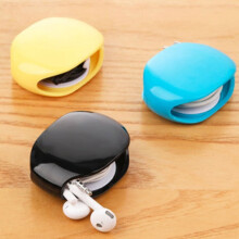 Organizador de viagem retrátil para cabos USB/fone de ouvido, em ABS, para cabos de dados (amarelo + azul + preto)