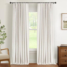 Thermal Sliding Door Curtains, 100% Blackout, Beige Linen-Textured, W50xL90, 1 Panel – Compatible with Standard Sliding Glass Doors