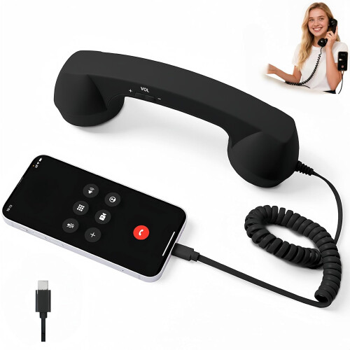 Retro Telephone Handset with Noise Reduction and Volume