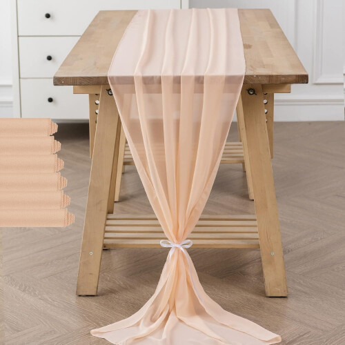 Peach Chiffon Table Runner 12 x 118 in 1