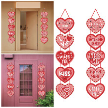 Faixa decorativa de porta em formato de coração para o Dia dos Namorados – Papel vermelho, 10 unidades