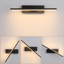 Applique murale moderne noire, orientable à 330, 3 couleurs changeantes, idéale pour une chambre, un salon, un hôtel ou un couloir.