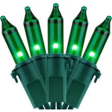 200 Luci di Natale Verdi, Confezione da 2 Set, 10 metri (33 piedi), 100 Luci a Incandescenza Certificate UL (Verde - Filo Verde)