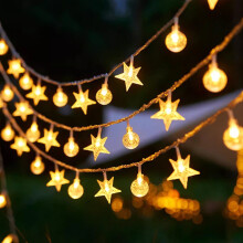 Luz de acampamento decorativa para casa, modelo a bateria, cordão de luzes LED coloridas em formato de estrela, ideal para barracas de camping.
