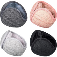 Set di 4 paraorecchie unisex caldi in maglia, in morbido pile, invernali, pieghevoli, in tinta unita, ideali per donne e uomini che praticano