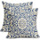 Μαξιλαροθήκες ανοιχτό μπλε γκρι boho 20x20 ίντσες, λινά μαξιλαροθήκες με vintage σχέδια 1