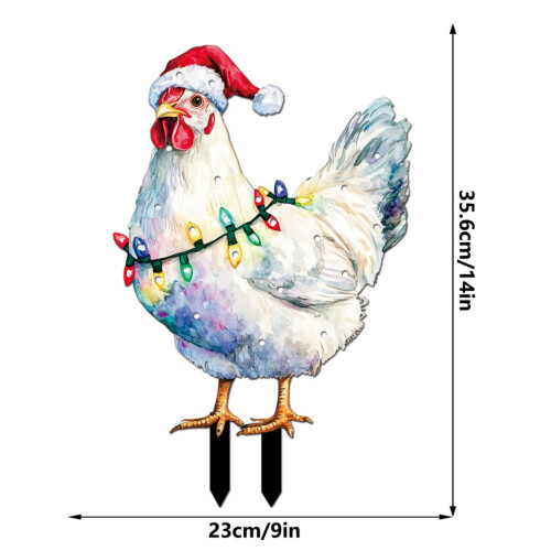 Light-Up Chicken Garden Stake, Plastic Rooster Decor 1