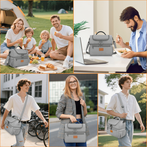Sac à lunch isotherme double compartiment 17 L gris 2