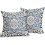 Μαξιλαροθήκες ανοιχτό μπλε γκρι boho 20x20 ίντσες, λινά μαξιλαροθήκες με vintage σχέδια 2