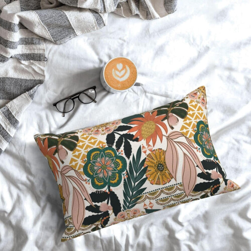 Fețe de pernă florale boho din in, 30x50 cm, set de 2 2